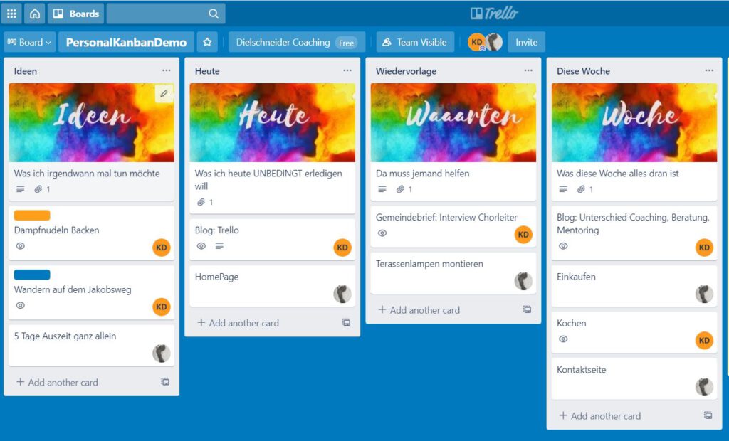 Visualisierung von personal KANBAN mit Trello